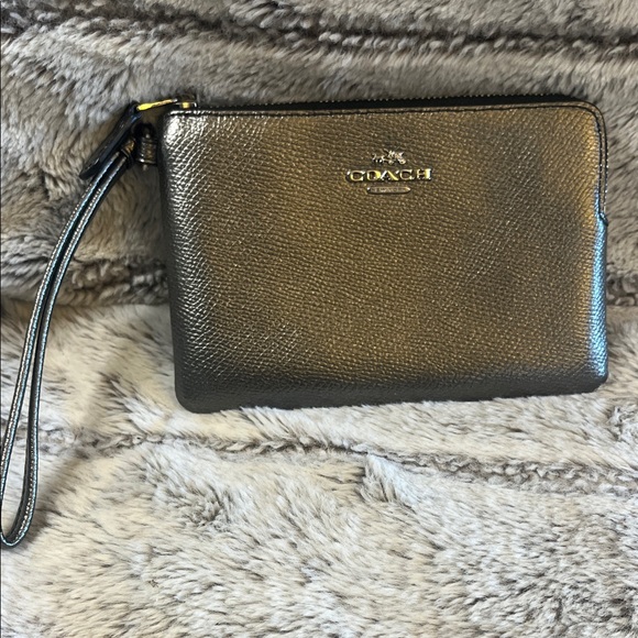 Coach Handbags - Coach Metallic Silver Wristlet